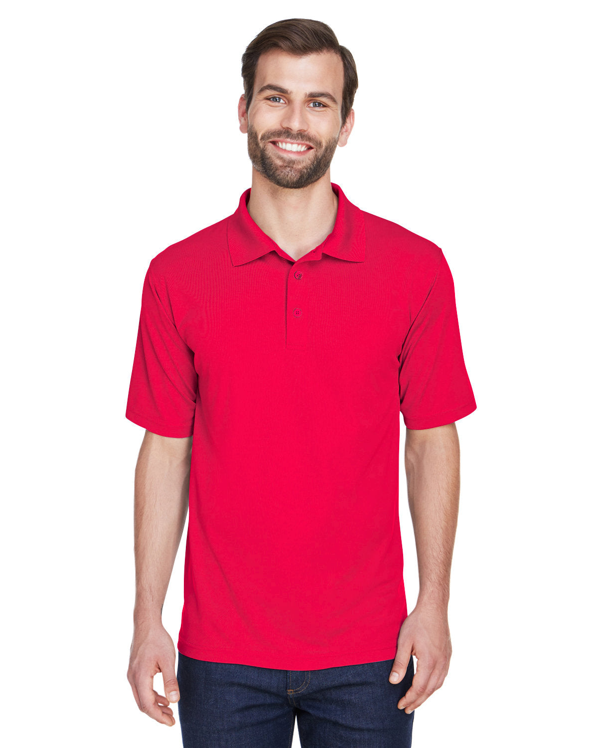 UltraClub Cool & Dry Mesh Pique Polo-Men's Polos-UltraClub-Red-S-Thread Logic