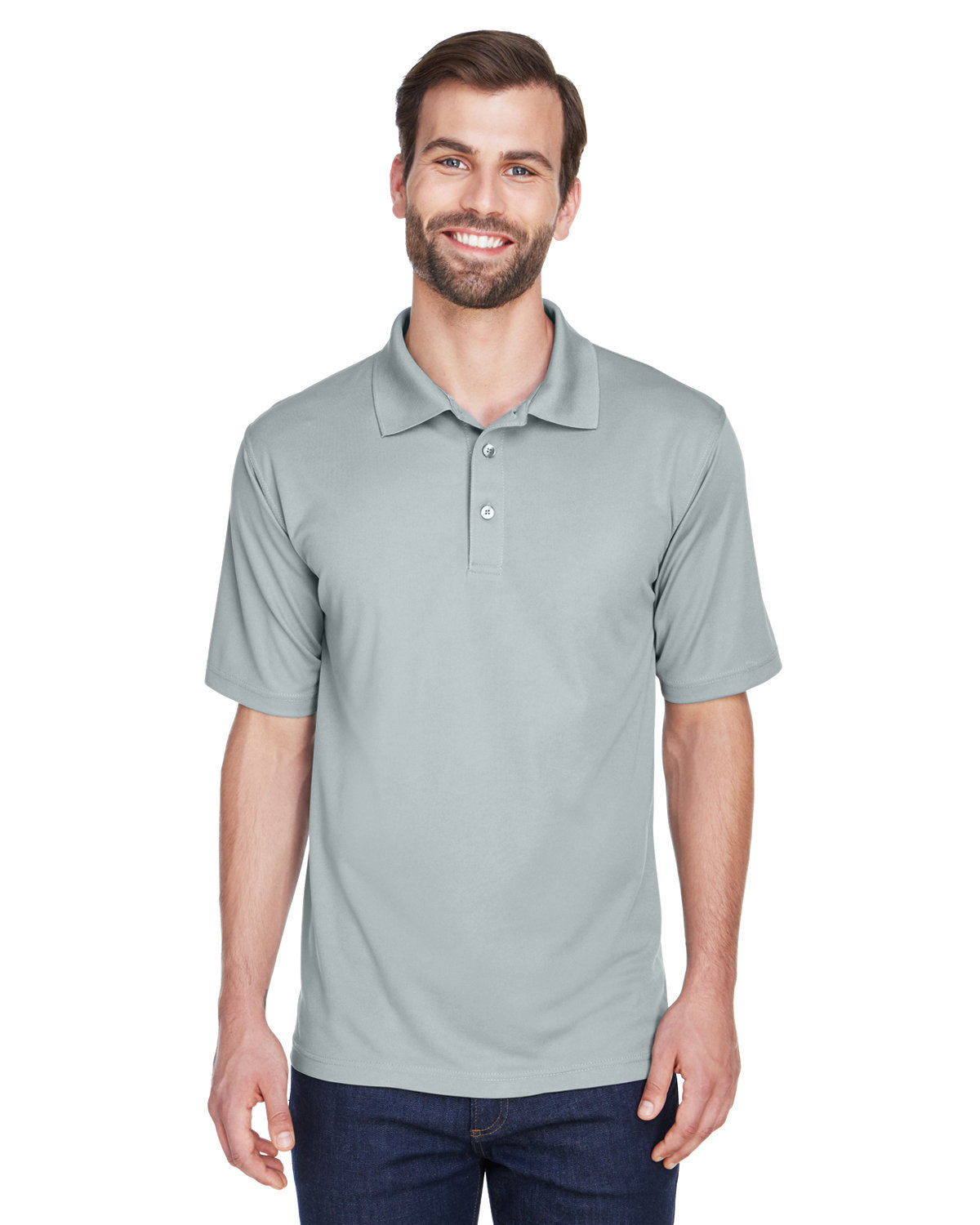 UltraClub Cool & Dry Mesh Pique Polo-Men's Polos-UltraClub-Silver-S-Thread Logic
