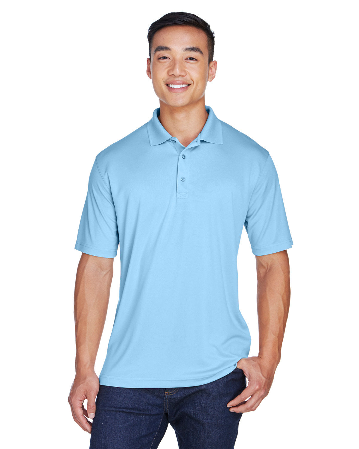UltraClub Cool & Dry Sport Polo-Men's Polos-UltraClub-Columbia Blue-S-Thread Logic
