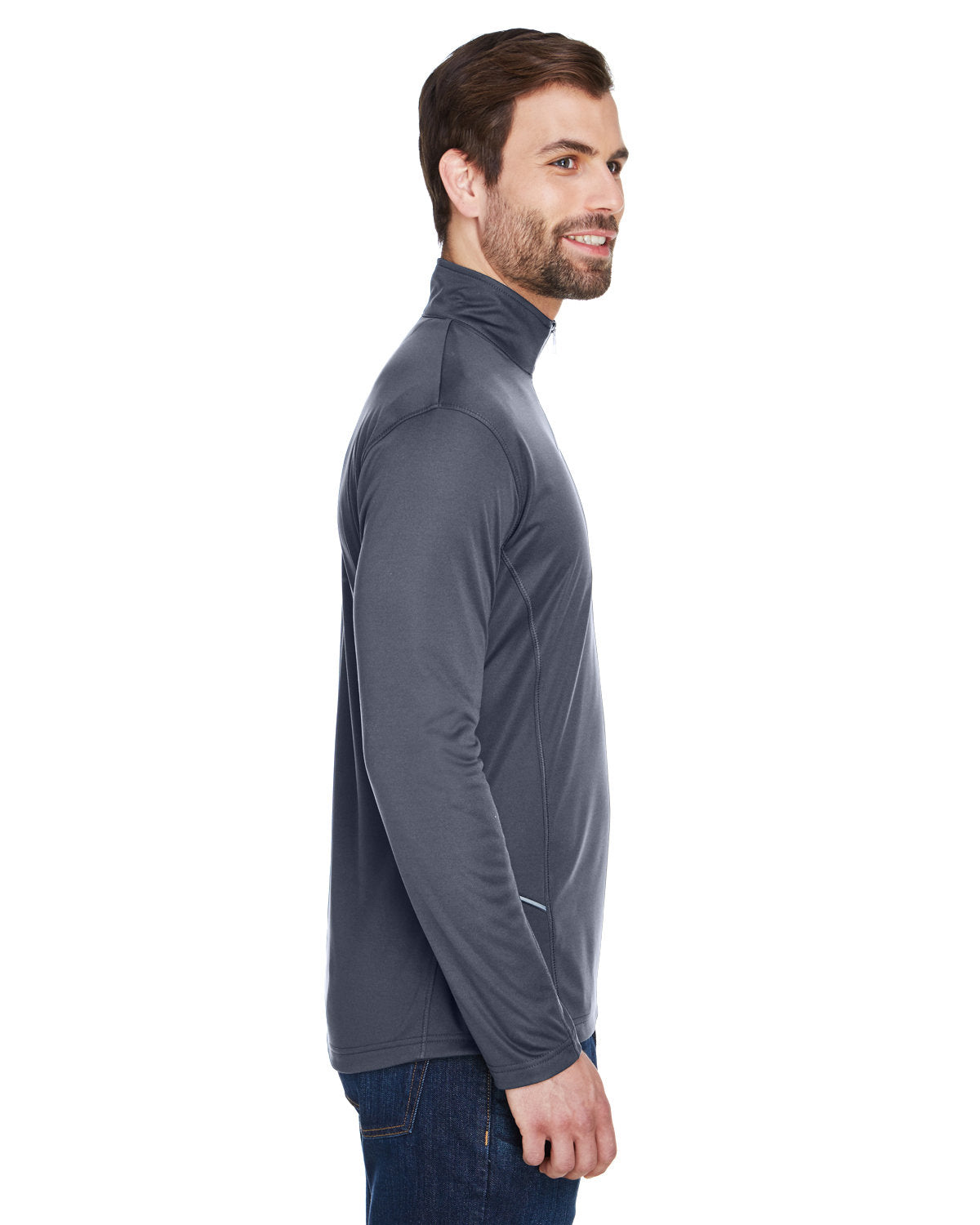 no-logo UltraClub Cool & Dry Sport Quarter-Zip Pullover-Men's Layering-UltraClub-Thread Logic