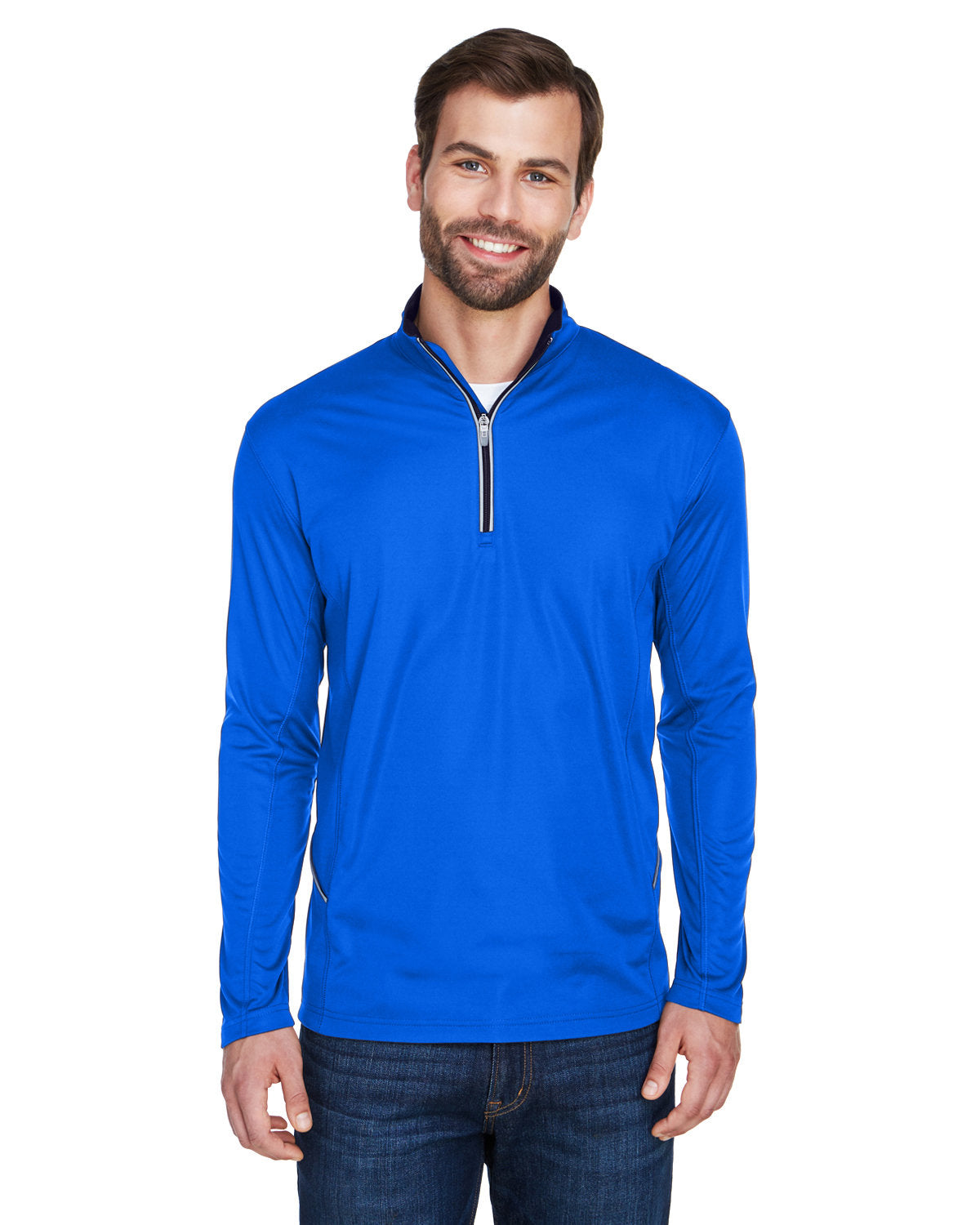 UltraClub Cool & Dry Sport Quarter-Zip Pullover-Men's Layering-UltraClub-Kyanos Blue-S-Thread Logic