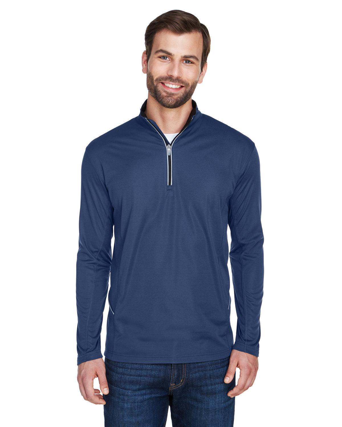 UltraClub Cool & Dry Sport Quarter-Zip Pullover-Men's Layering-UltraClub-Navy-S-Thread Logic
