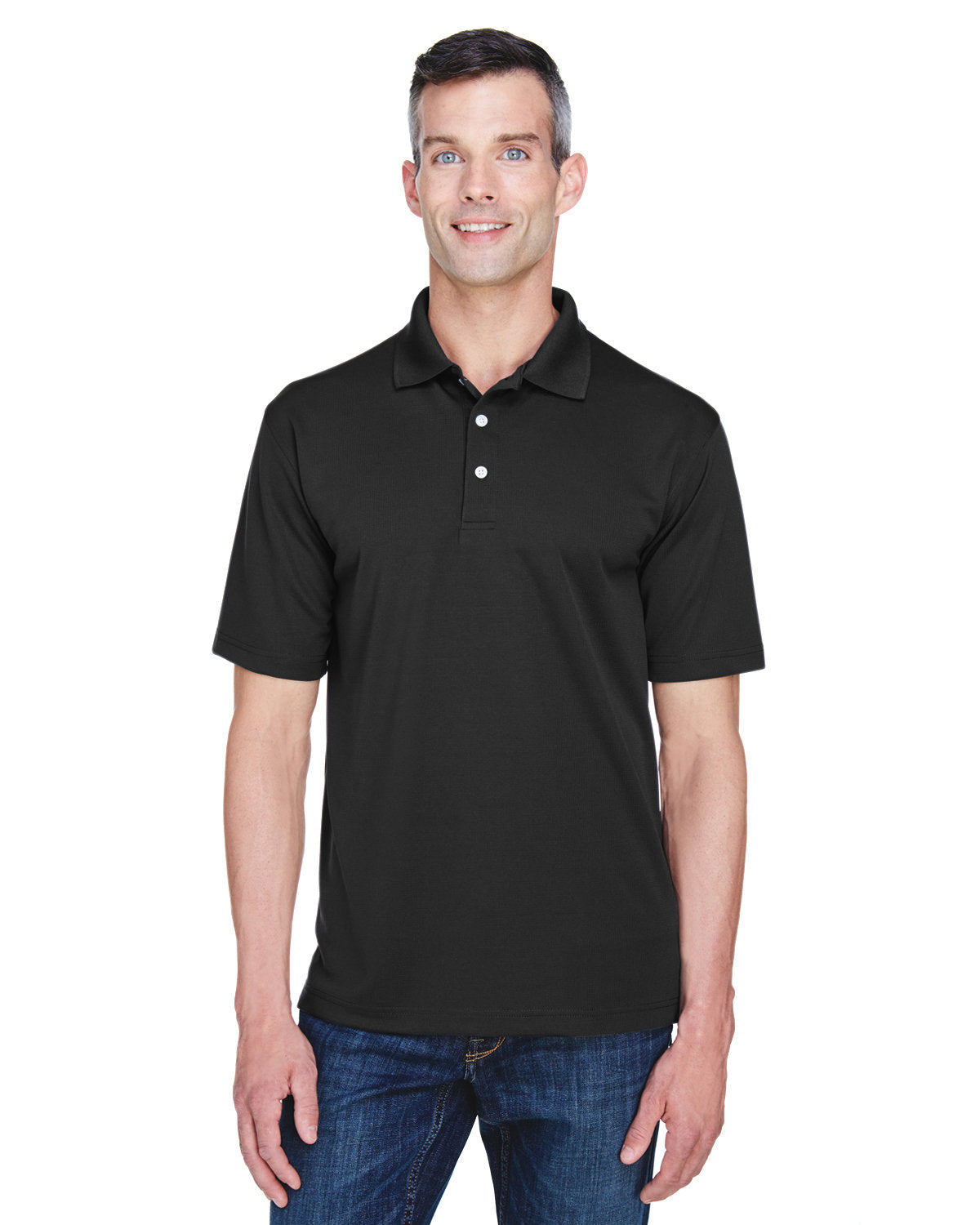 UltraClub Cool & Dry Stain-Release Performance Polo-Men's Polos-UltraClub-Black-S-Thread Logic