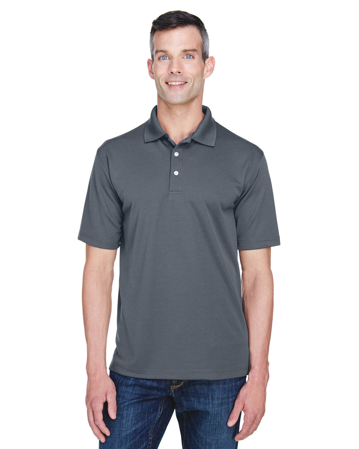 UltraClub Cool & Dry Stain-Release Performance Polo-Men's Polos-UltraClub-Charcoal-S-Thread Logic
