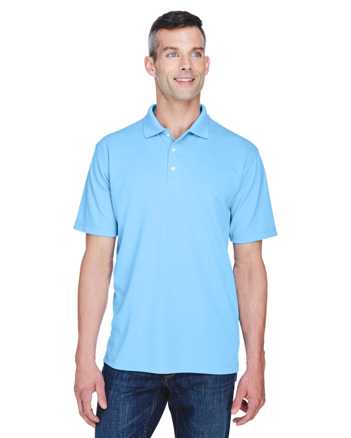 UltraClub Cool & Dry Stain-Release Performance Polo-Men's Polos-UltraClub-Columbia Blue-S-Thread Logic
