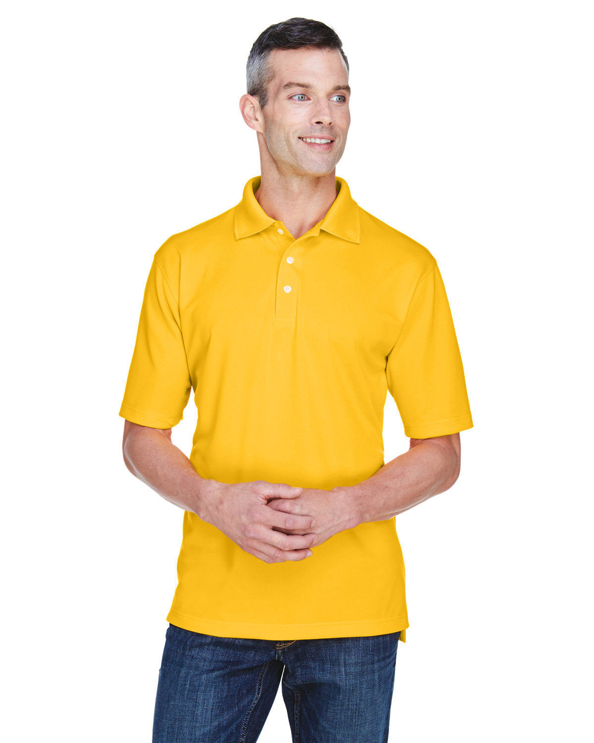 UltraClub Cool & Dry Stain-Release Performance Polo-Men's Polos-UltraClub-Gold-S-Thread Logic
