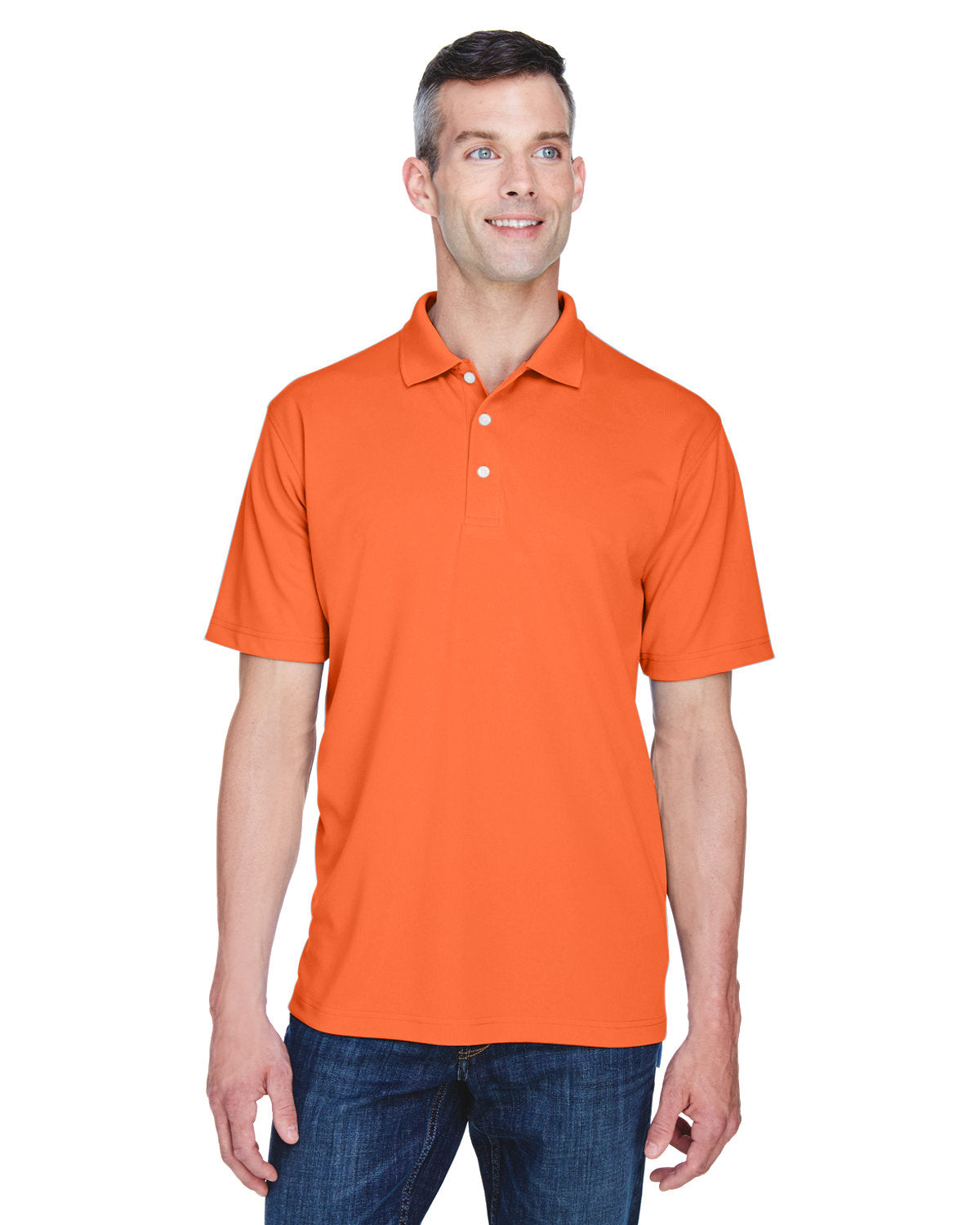 UltraClub Cool & Dry Stain-Release Performance Polo-Men's Polos-UltraClub-Orange-S-Thread Logic