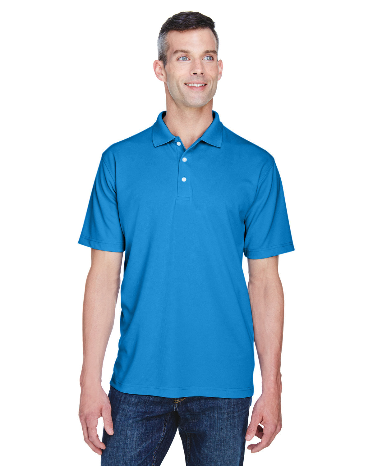 UltraClub Cool & Dry Stain-Release Performance Polo-Men's Polos-UltraClub-Pacific Blue-S-Thread Logic