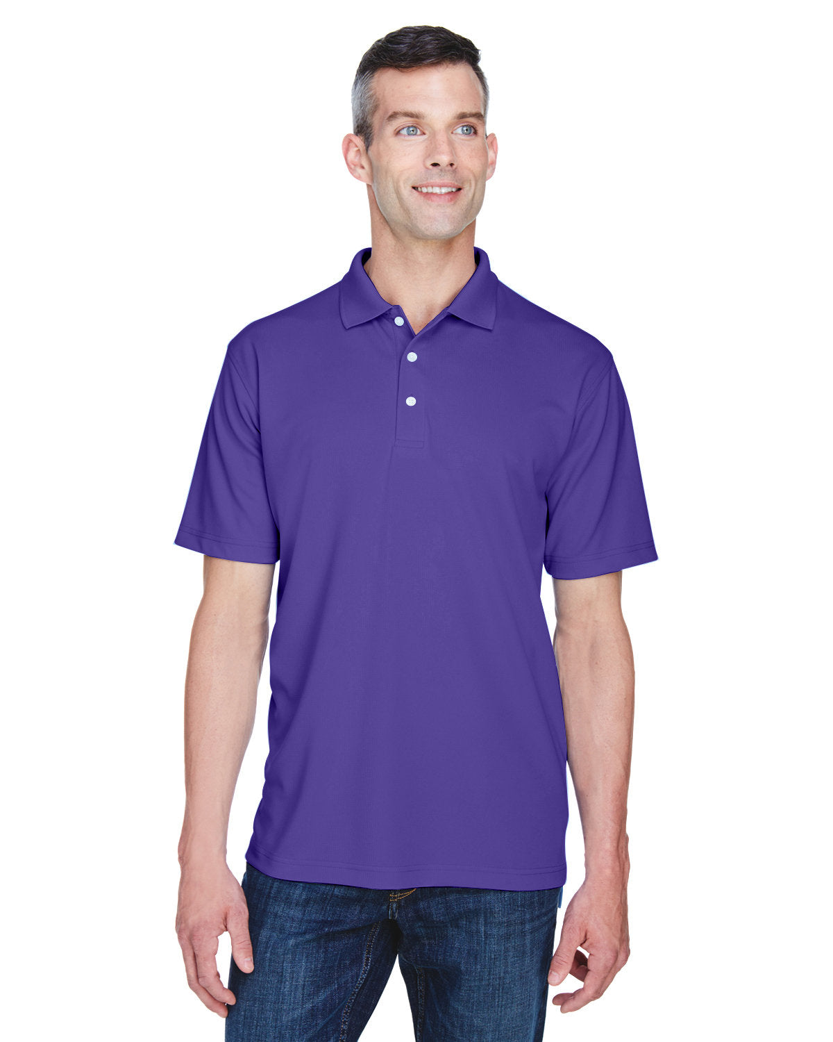 UltraClub Cool & Dry Stain-Release Performance Polo-Men's Polos-UltraClub-Purple-S-Thread Logic