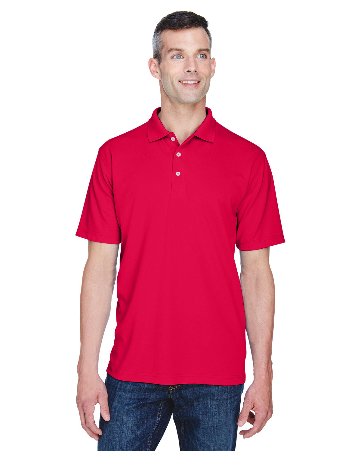 UltraClub Cool & Dry Stain-Release Performance Polo-Men's Polos-UltraClub-Red-S-Thread Logic
