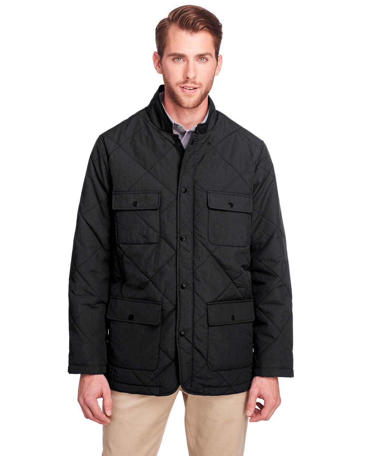 UltraClub Dawson Quilted Hacking Jacket-Men's Jackets-UltraClub-Black-S-Thread Logic