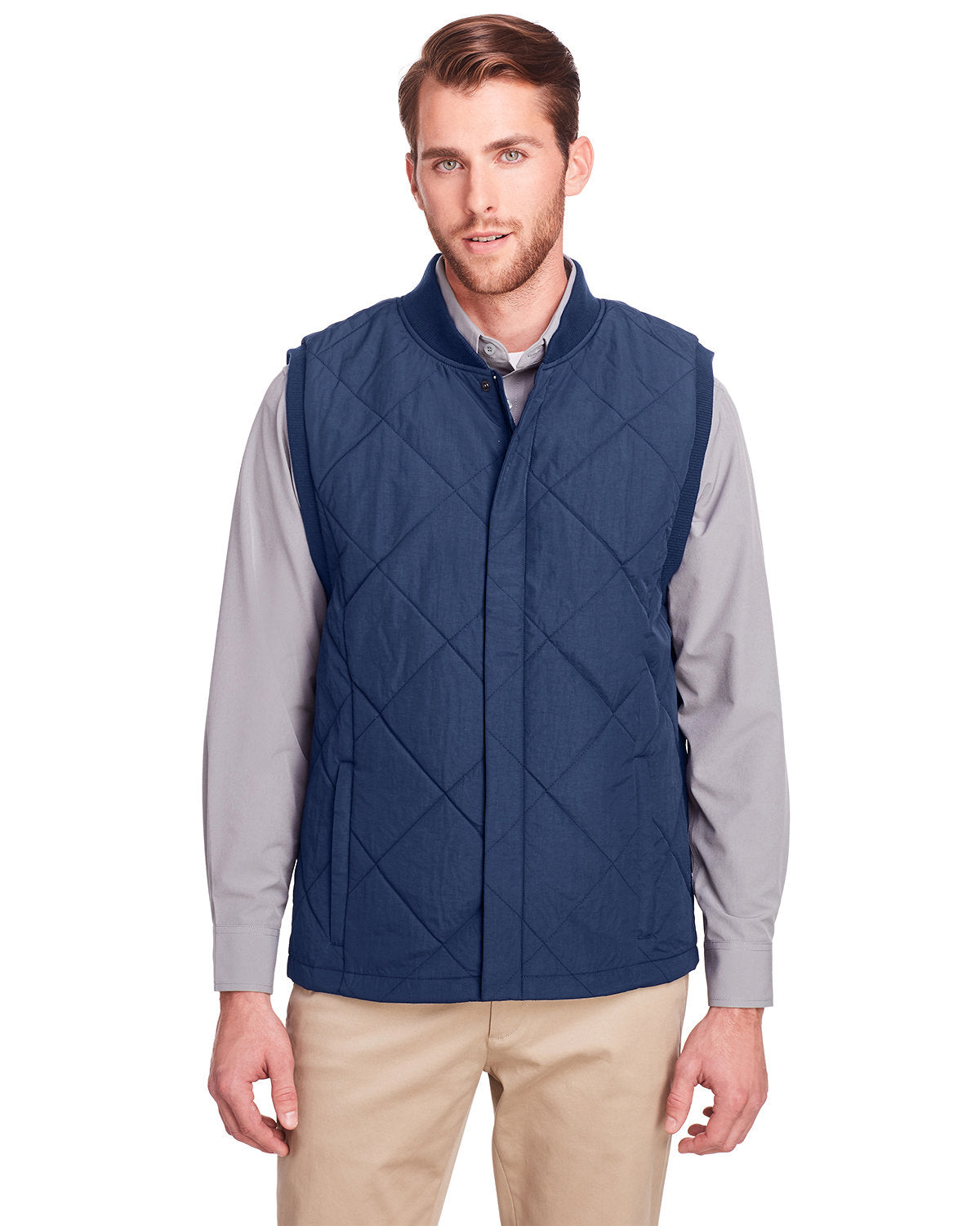 UltraClub Dawson Quilted Hacking Vest-Men's Layering-UltraClub-Navy-S-Thread Logic