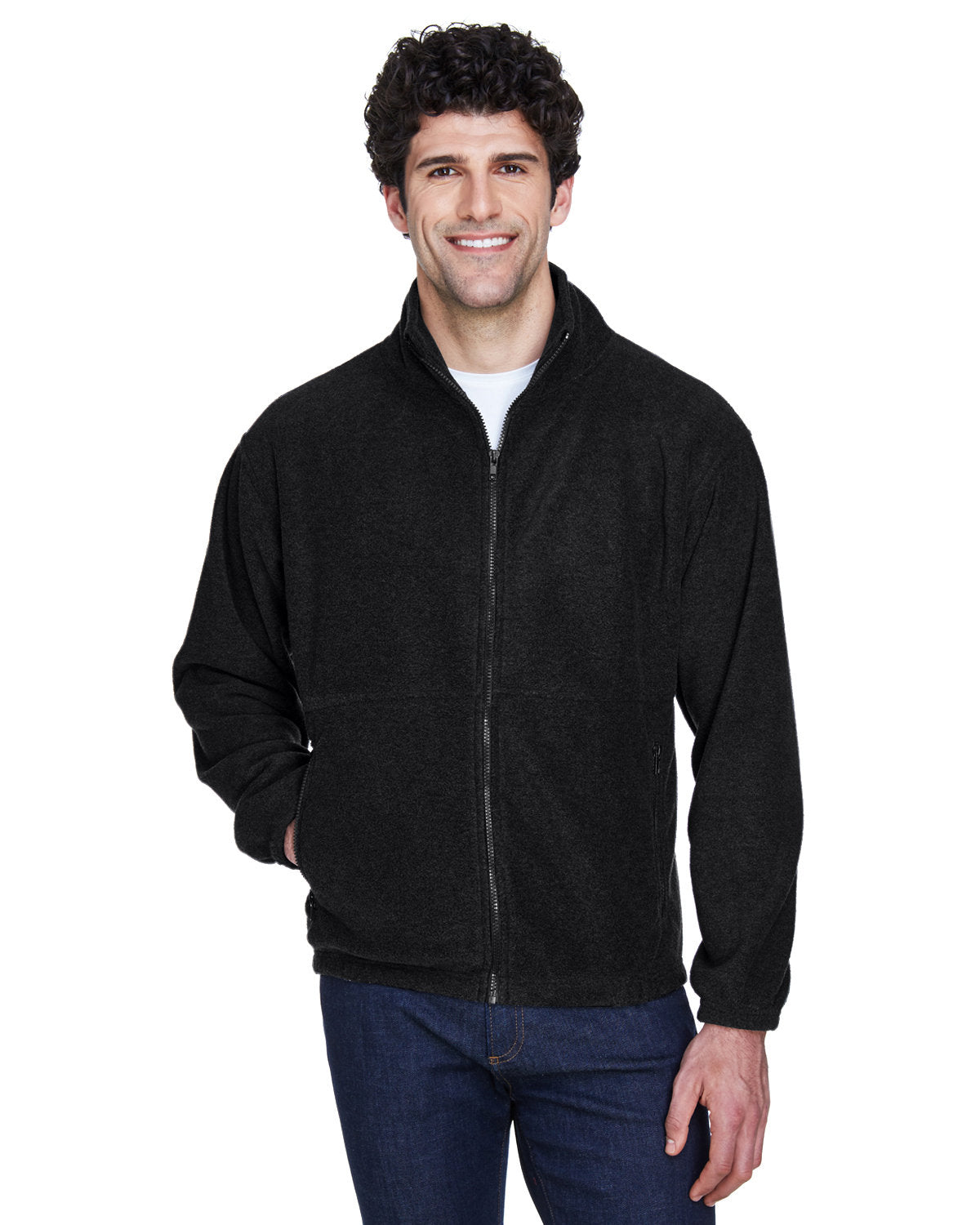 UltraClub Iceberg Fleece Full-Zip Jacket-Men's Jackets-UltraClub-Black-S-Thread Logic