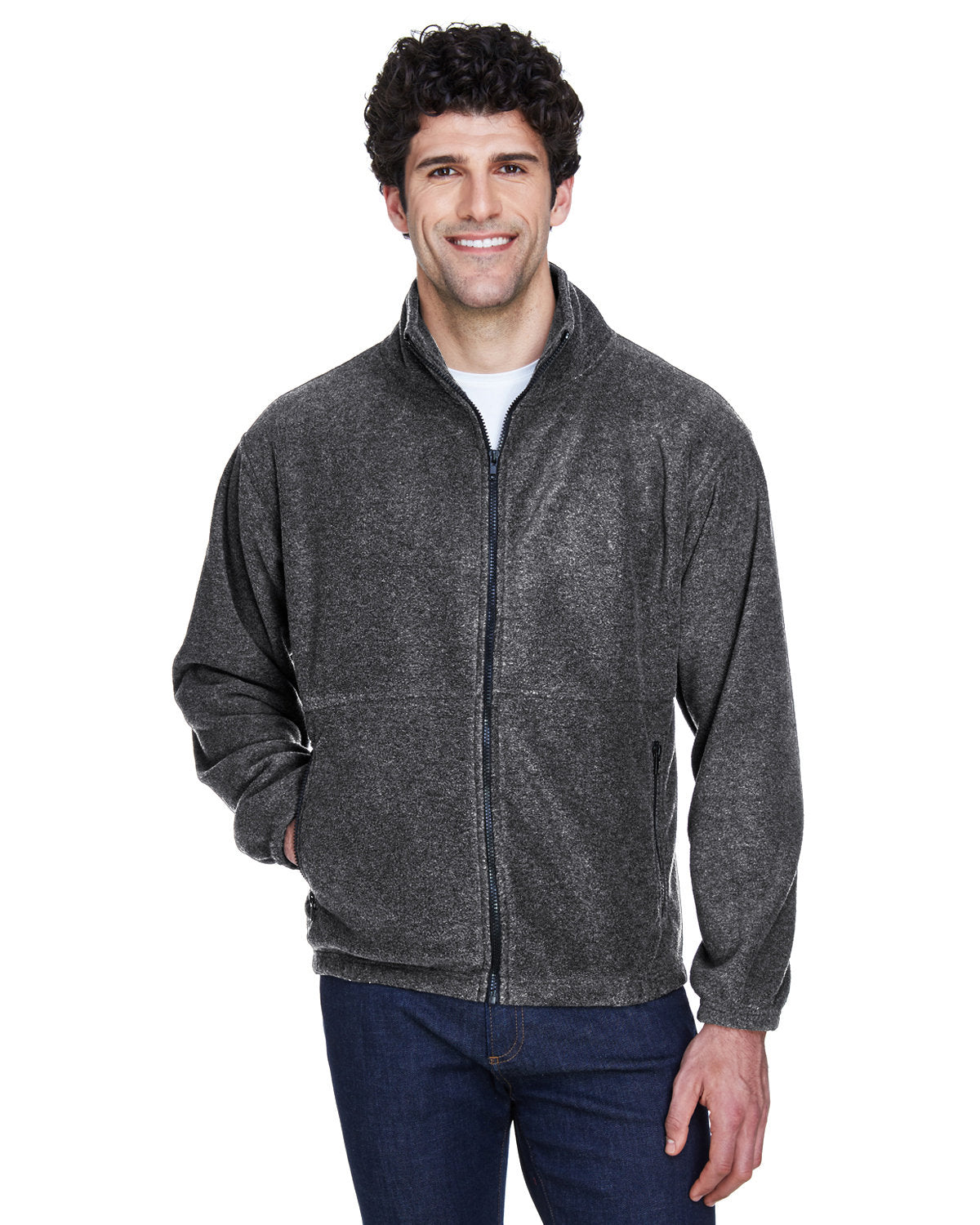 UltraClub Iceberg Fleece Full-Zip Jacket-Men's Jackets-UltraClub-Charcoal-S-Thread Logic