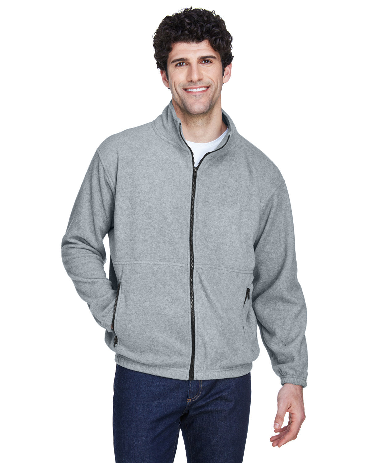 UltraClub Iceberg Fleece Full-Zip Jacket-Men's Jackets-UltraClub-Grey Heather-S-Thread Logic