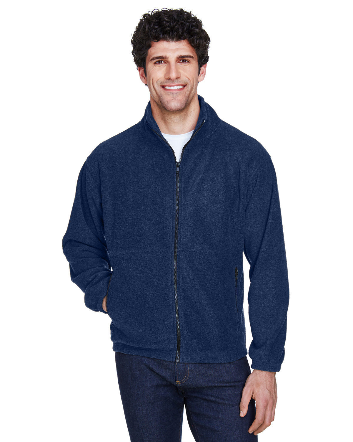 UltraClub Iceberg Fleece Full-Zip Jacket-Men's Jackets-UltraClub-Navy-S-Thread Logic