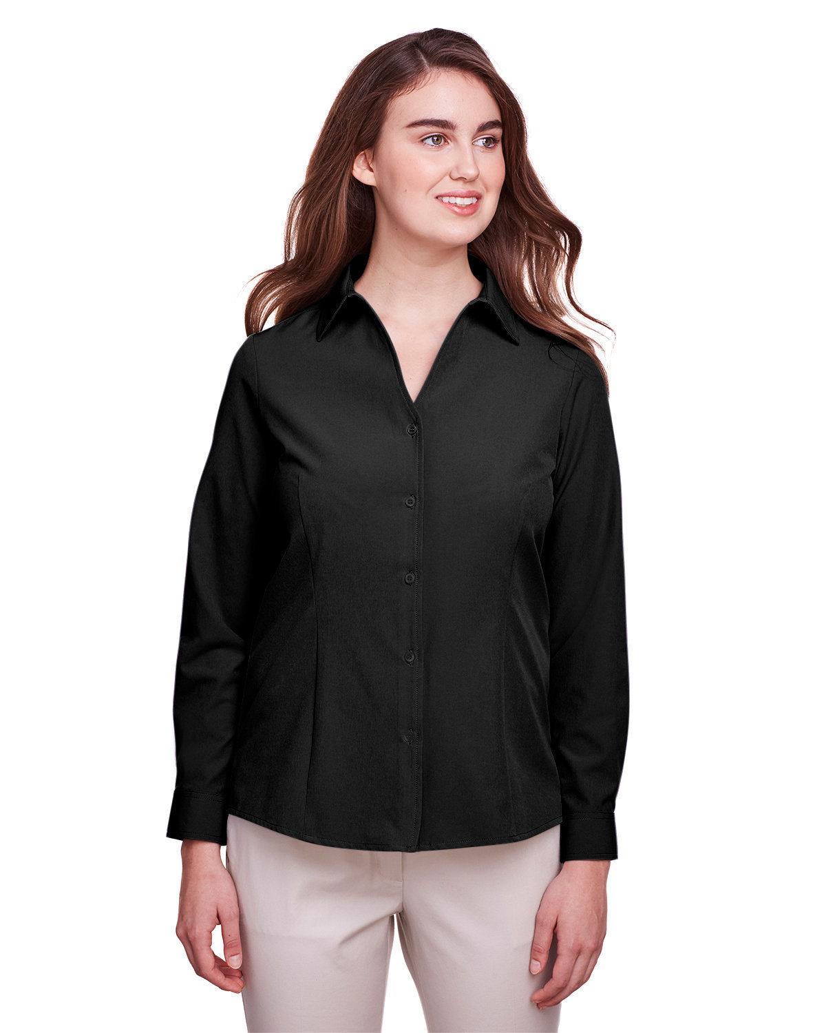 UltraClub Ladies Bradley Performance Woven Shirt-Ladies Dress Shirts-UltraClub-Black-S-Thread Logic