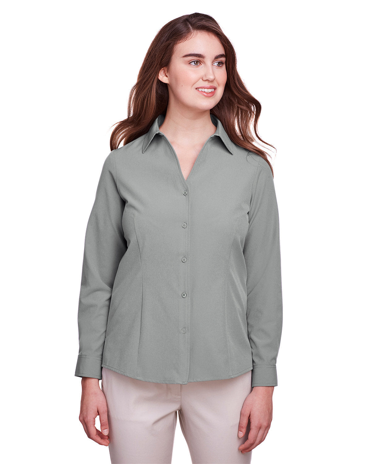 UltraClub Ladies Bradley Performance Woven Shirt-Ladies Dress Shirts-UltraClub-Silver-S-Thread Logic