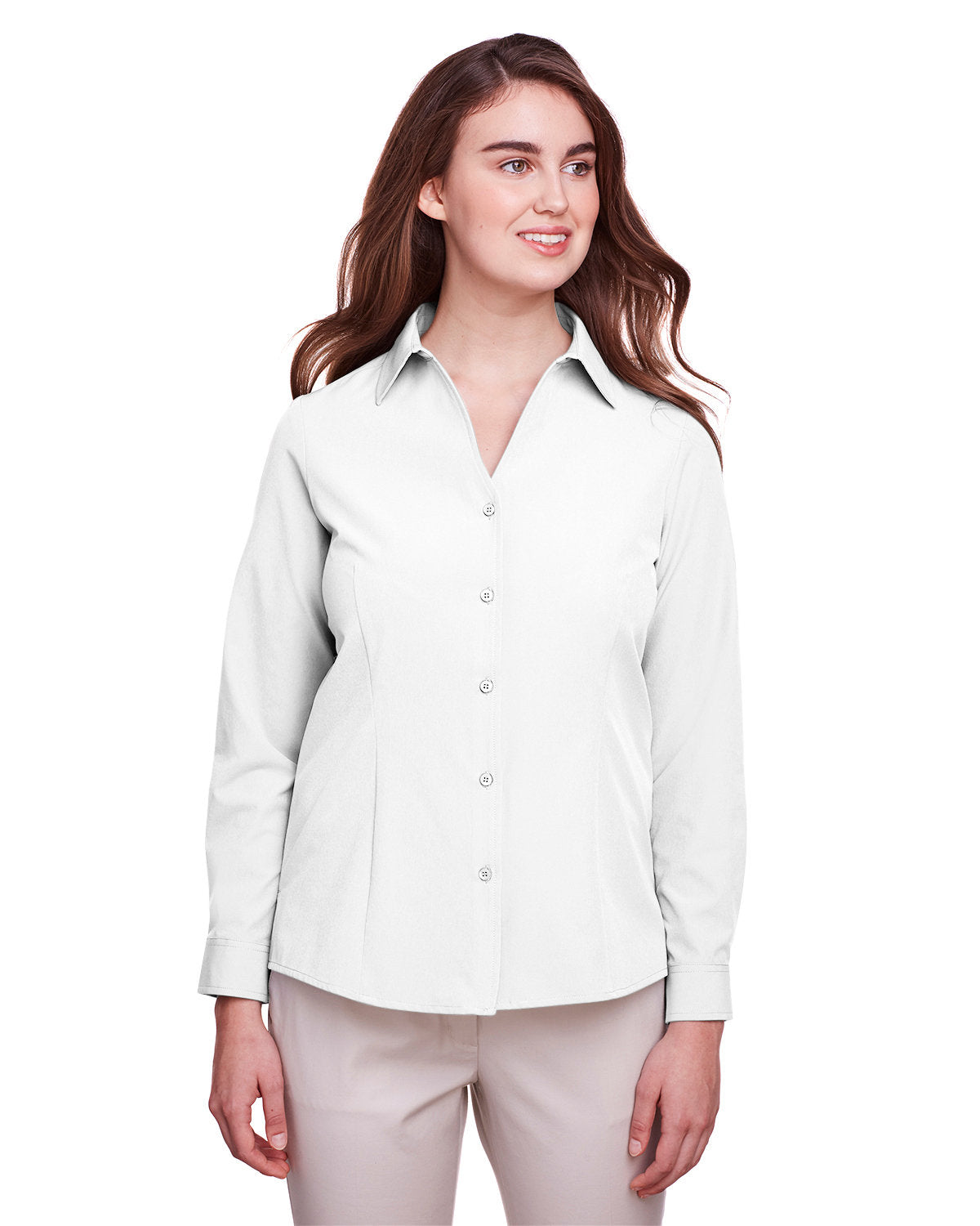 UltraClub Ladies Bradley Performance Woven Shirt-Ladies Dress Shirts-UltraClub-White-S-Thread Logic