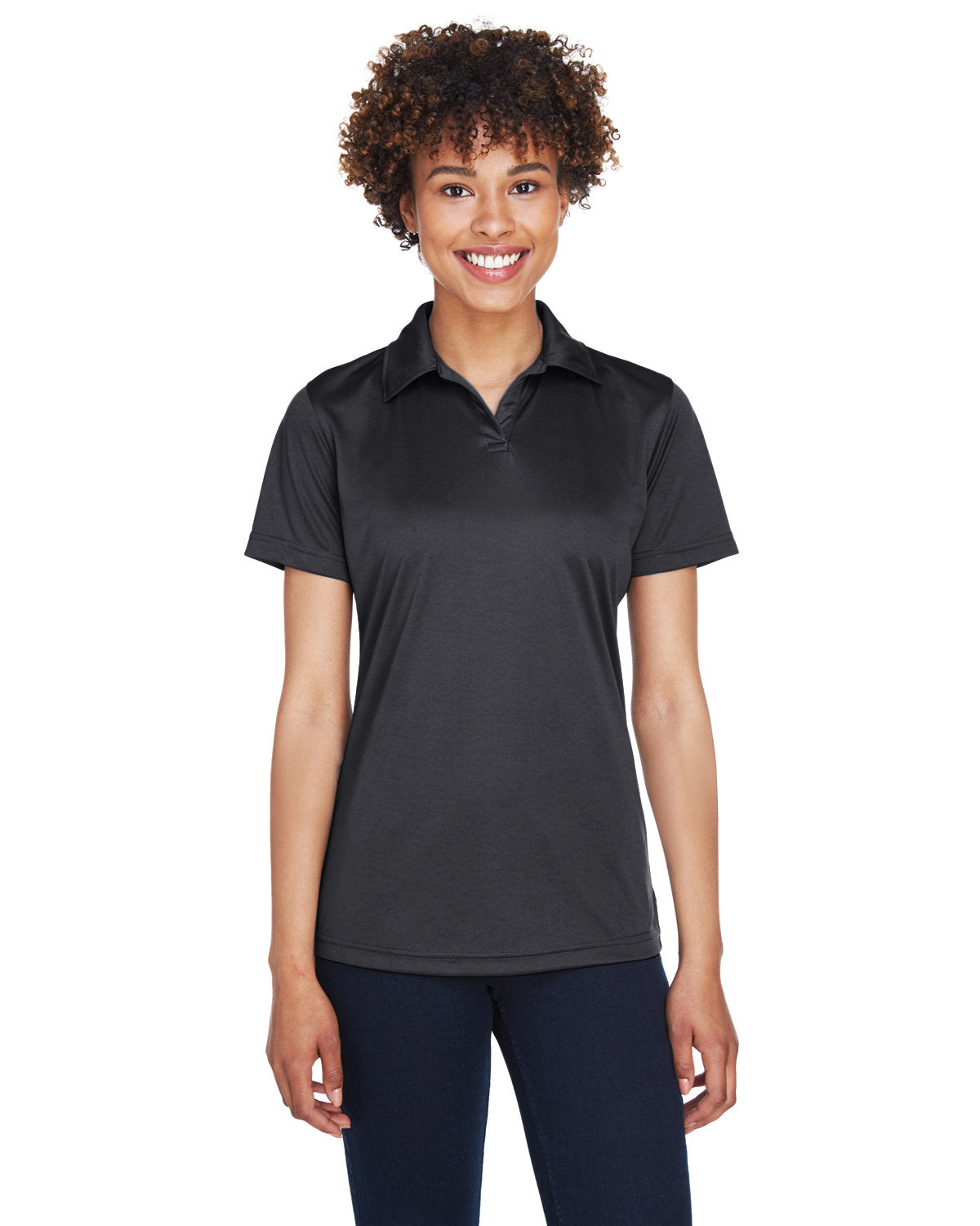 UltraClub Ladies Cool & Dry Sport Performance Interlock Polo-Ladies Polos-UltraClub-Black-S-Thread Logic