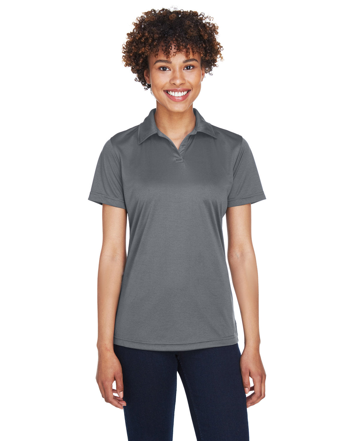 UltraClub Ladies Cool & Dry Sport Performance Interlock Polo-Ladies Polos-UltraClub-Charcoal-S-Thread Logic