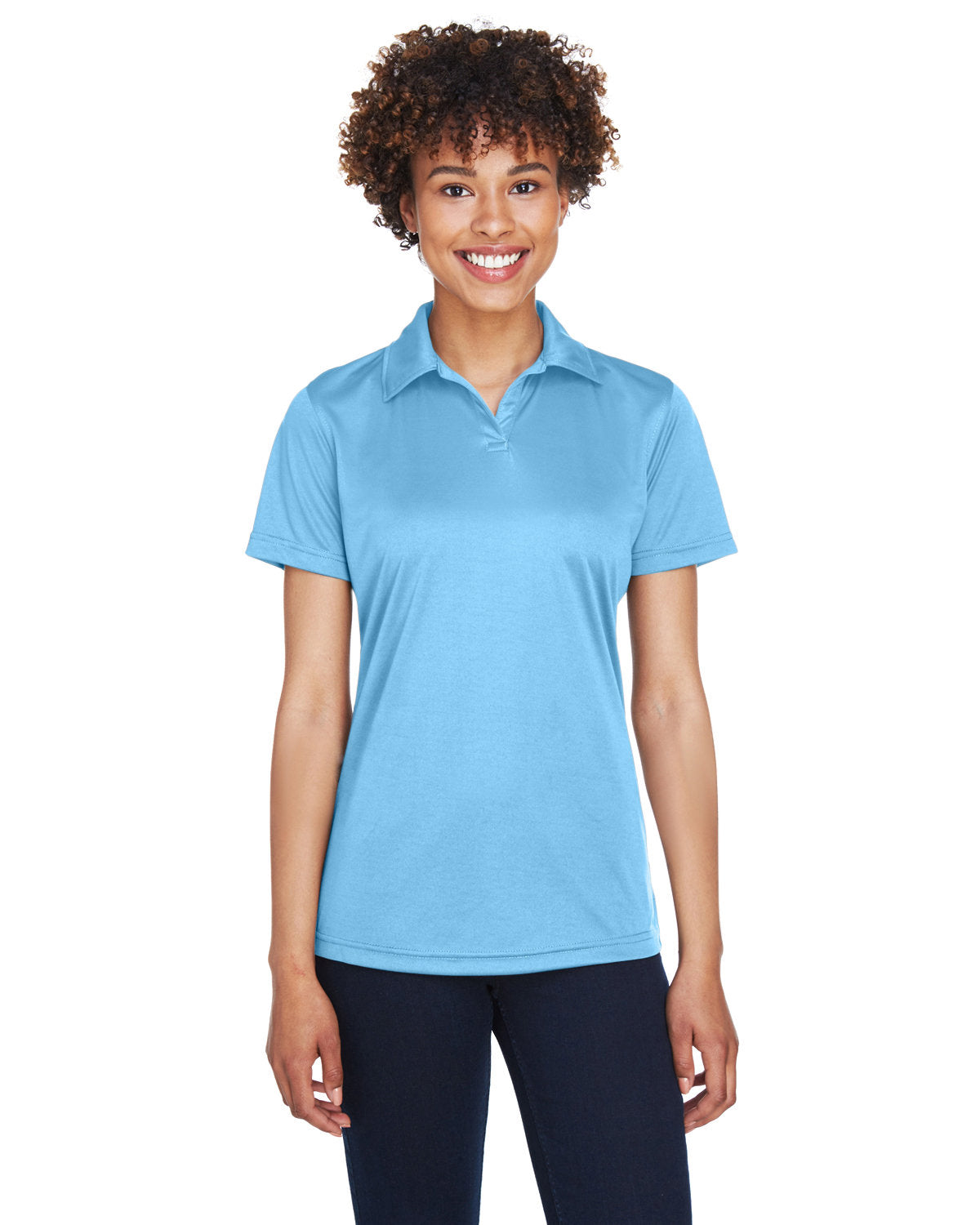 UltraClub Ladies Cool & Dry Sport Performance Interlock Polo-Ladies Polos-UltraClub-Columbia Blue-S-Thread Logic
