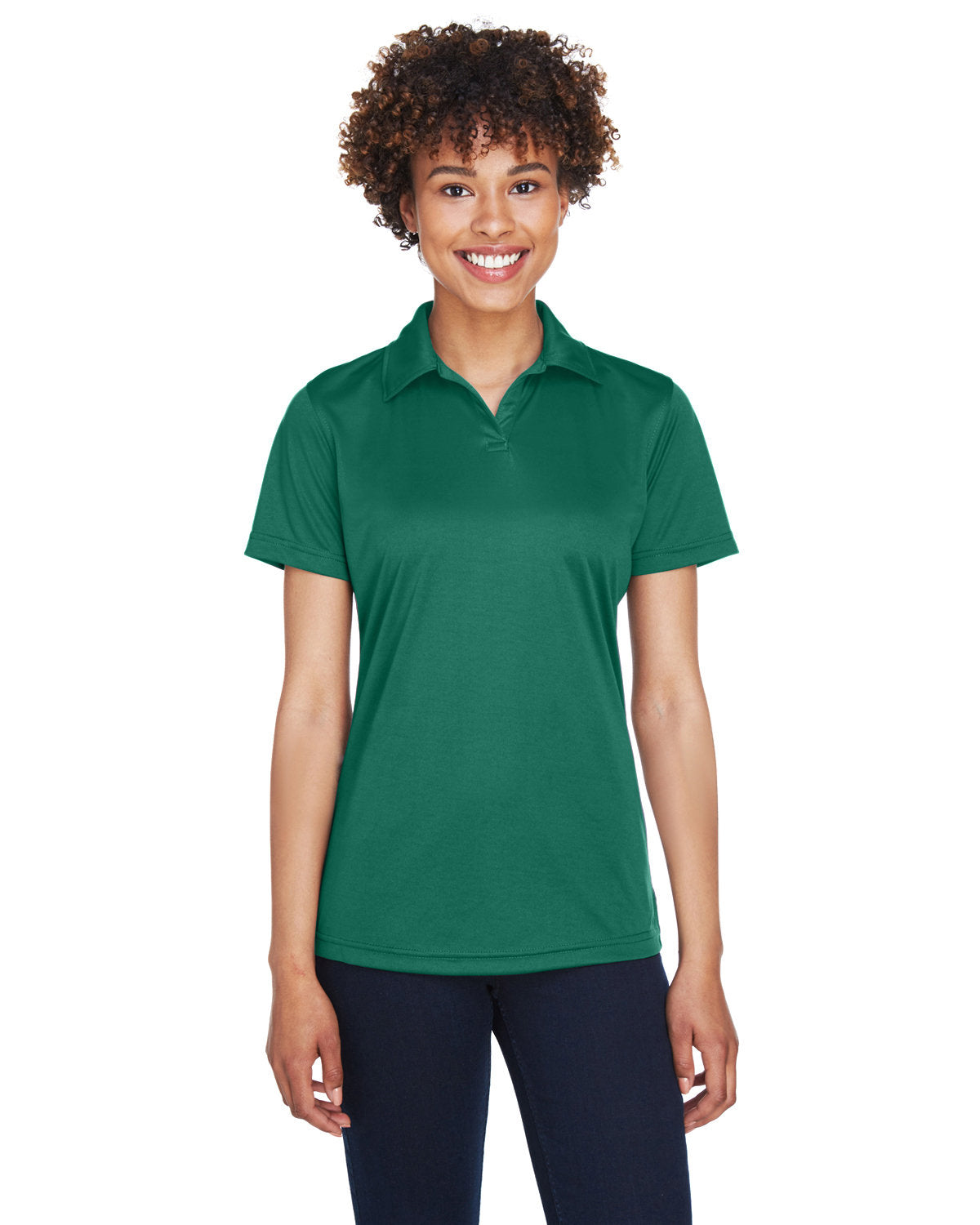 UltraClub Ladies Cool & Dry Sport Performance Interlock Polo-Ladies Polos-UltraClub-Forest Green-S-Thread Logic