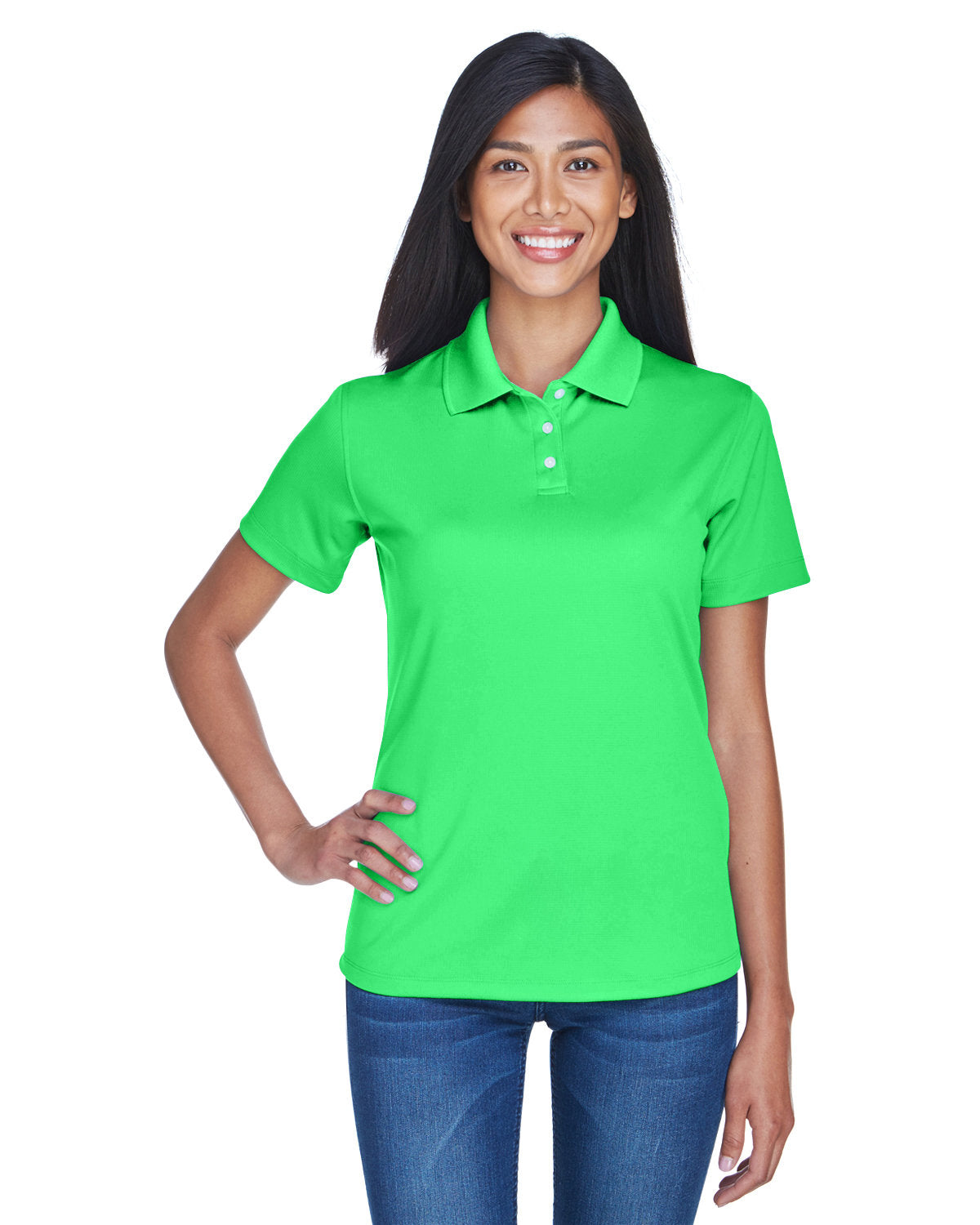 UltraClub Ladies Cool & Dry Stain-Release Performance Polo-Ladies Polos-UltraClub-Cool Green-S-Thread Logic