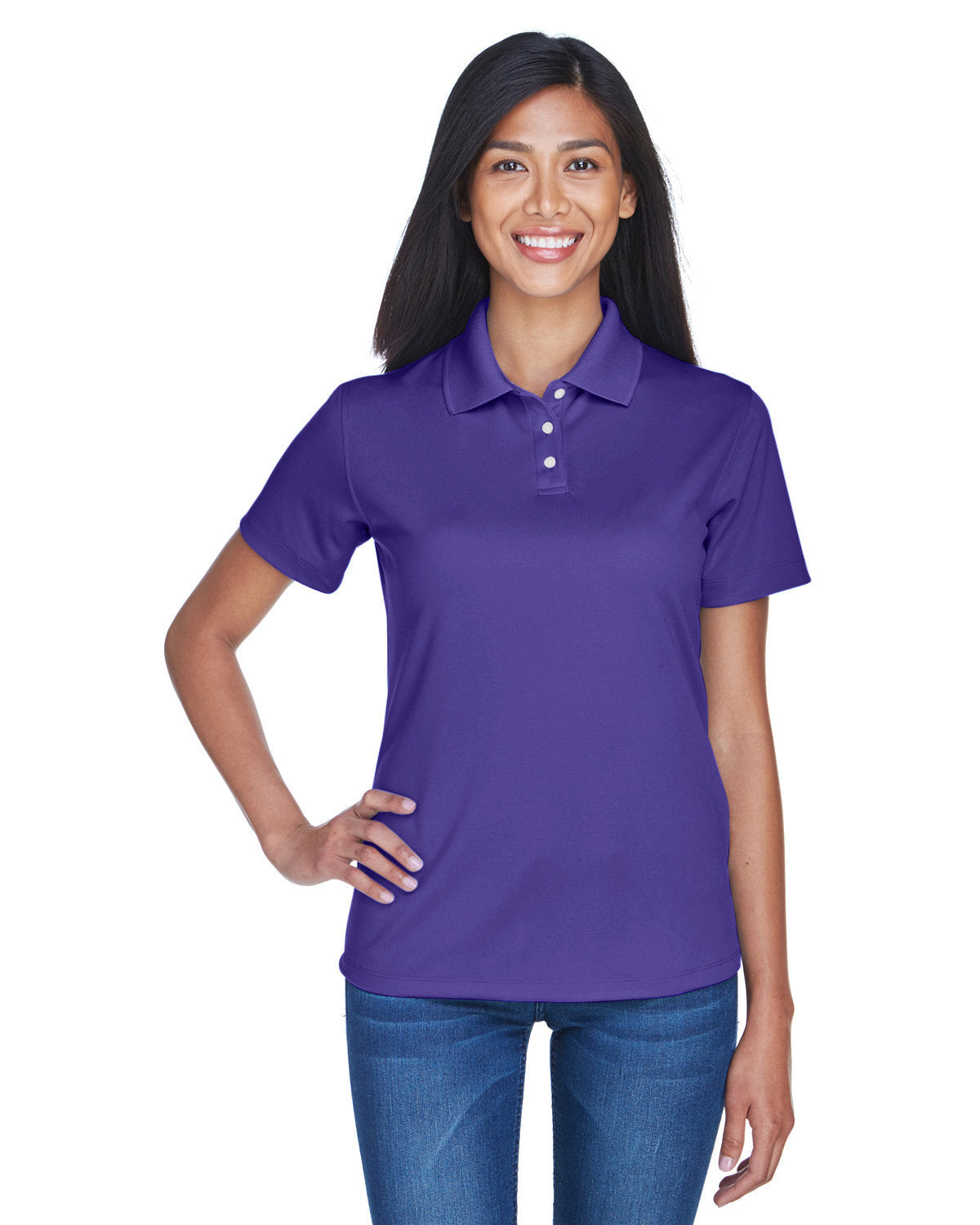 UltraClub Ladies Cool & Dry Stain-Release Performance Polo-Ladies Polos-UltraClub-Purple-S-Thread Logic