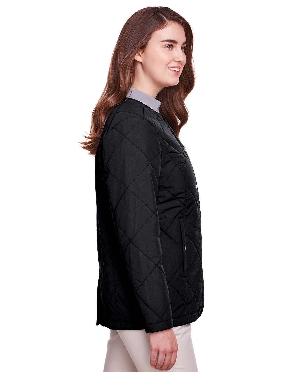 no-logo UltraClub Ladies Dawson Quilted Hacking Jacket-Ladies Jackets-UltraClub-Thread Logic