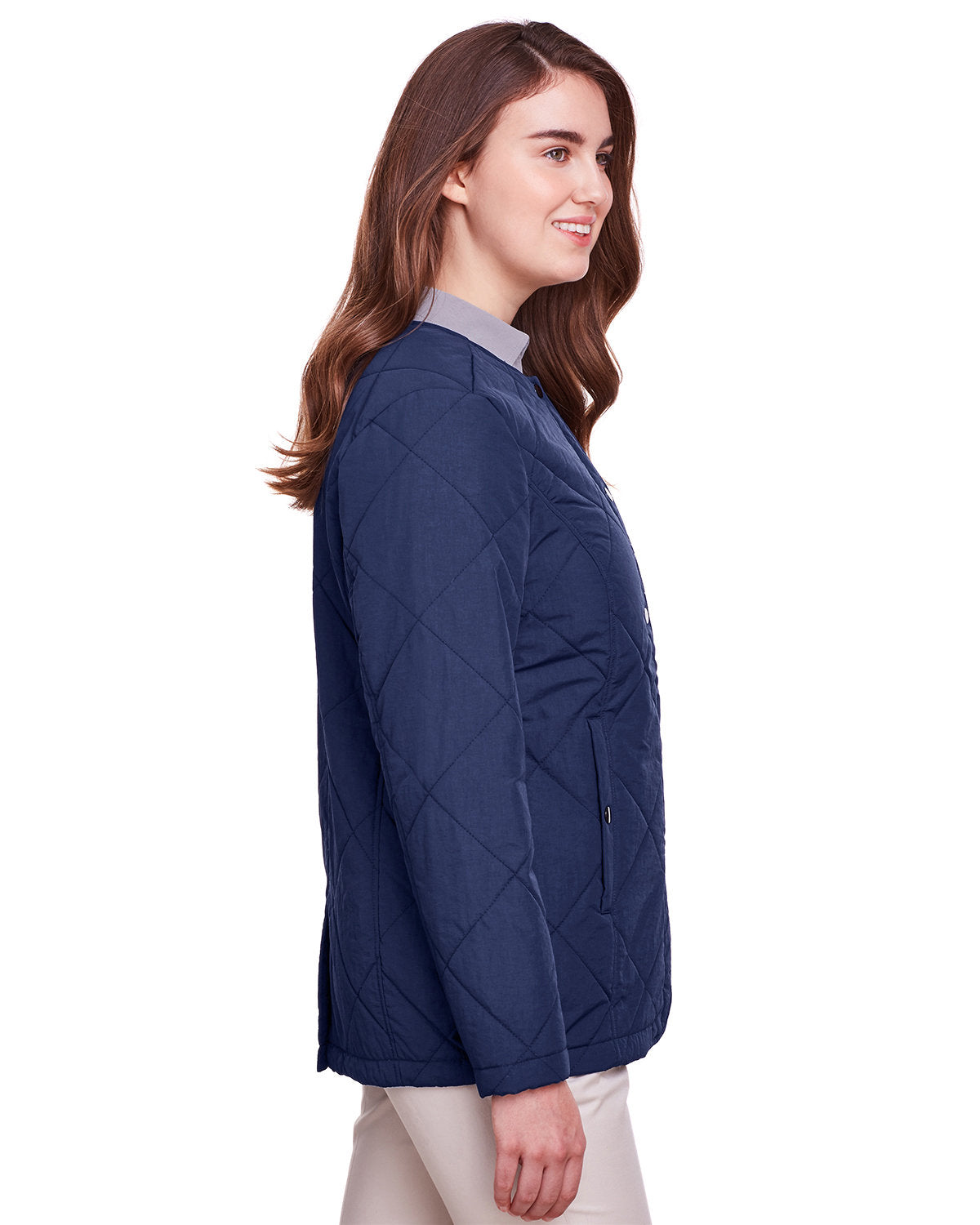 no-logo UltraClub Ladies Dawson Quilted Hacking Jacket-Ladies Jackets-UltraClub-Thread Logic