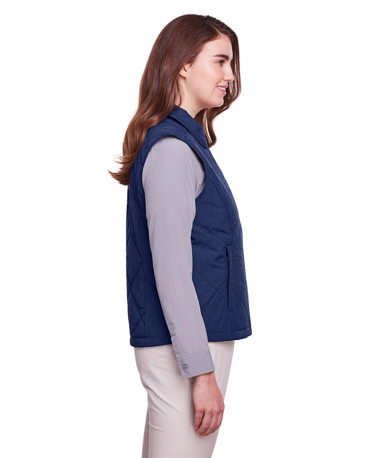 no-logo UltraClub Ladies Dawson Quilted Hacking Vest-Ladies Layering-UltraClub-Thread Logic