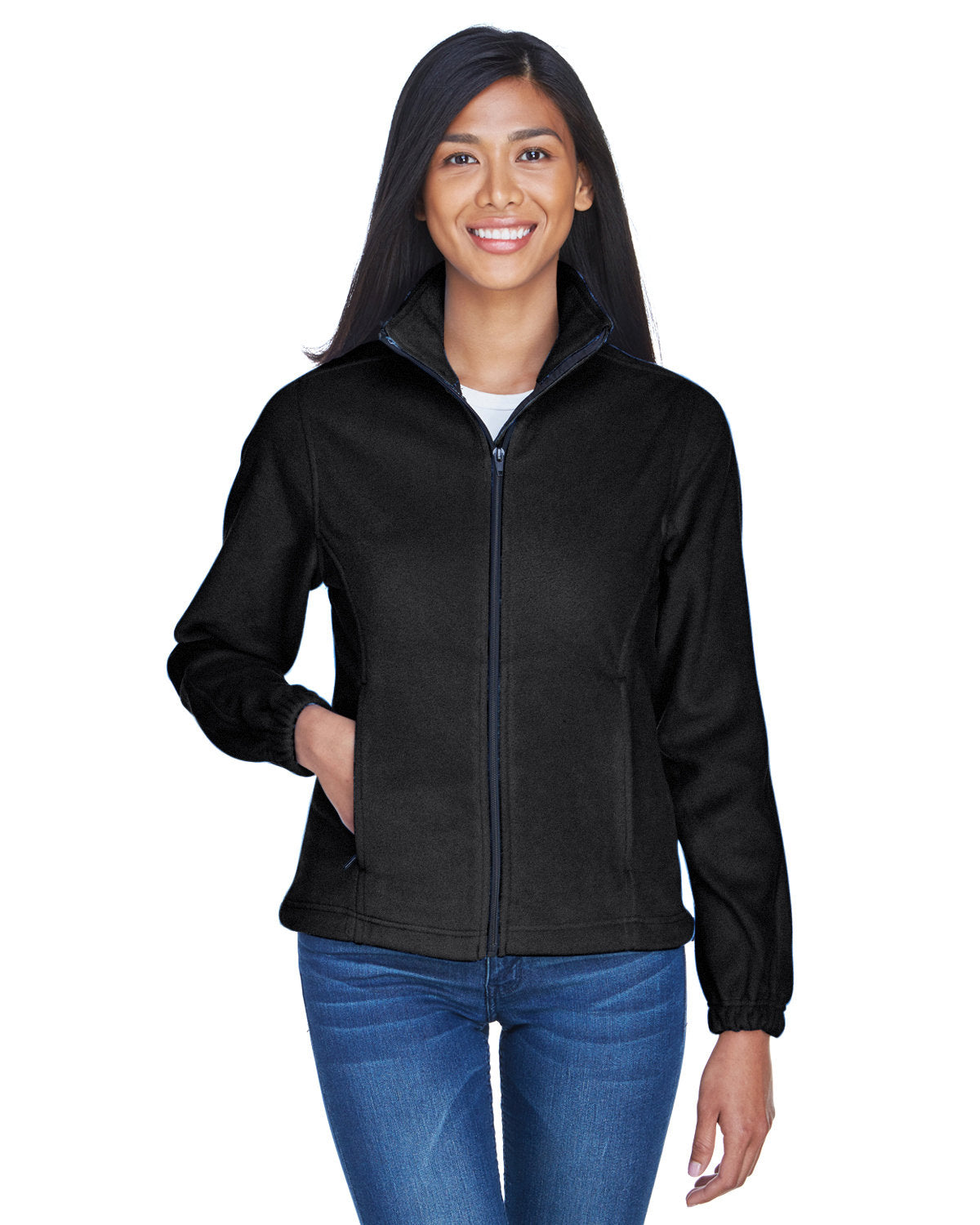 UltraClub Ladies Iceberg Fleece Full-Zip Jacket-Ladies Jackets-UltraClub-Black-S-Thread Logic