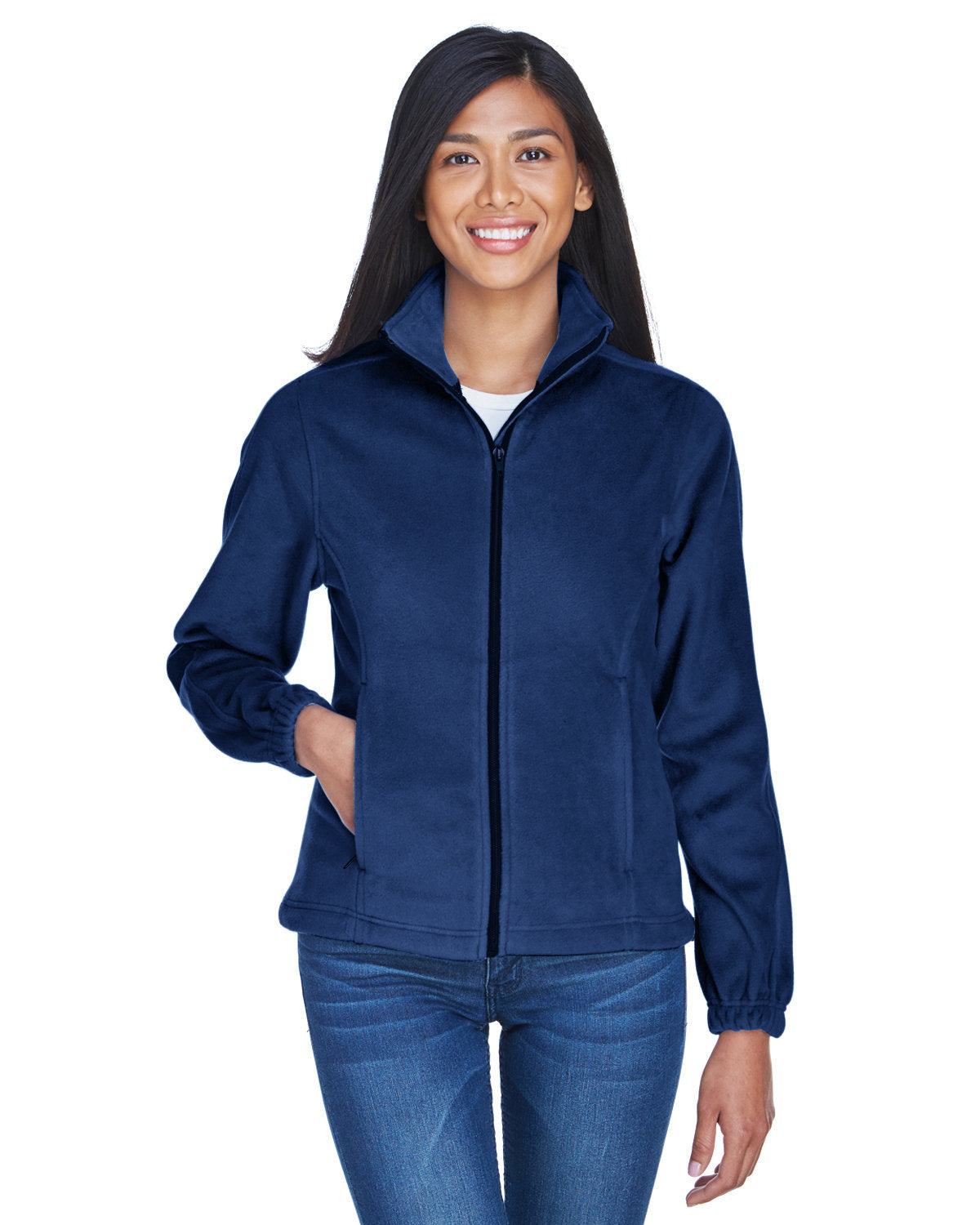 UltraClub Ladies Iceberg Fleece Full-Zip Jacket-Ladies Jackets-UltraClub-Navy-S-Thread Logic