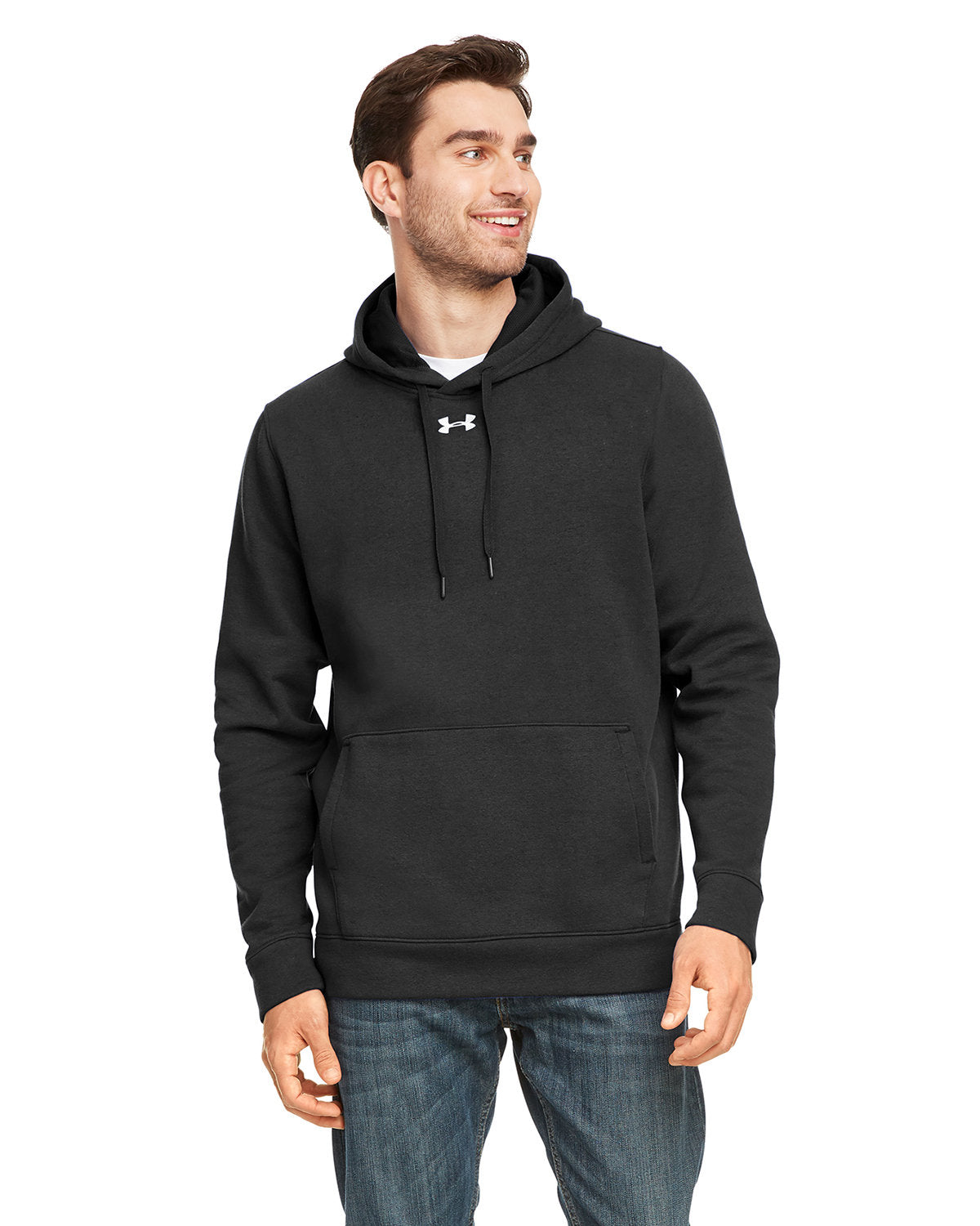 Under Armour Hustle Pullover Hooded Sweatshirt-Men's Layering-Under Armour-Black/White-S-Thread Logic