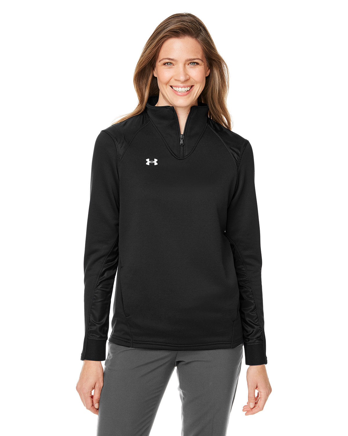 Under Armour Ladies Command Quarter-Zip-Knits and Layering-Under Armour-Black/White-XS-Thread Logic