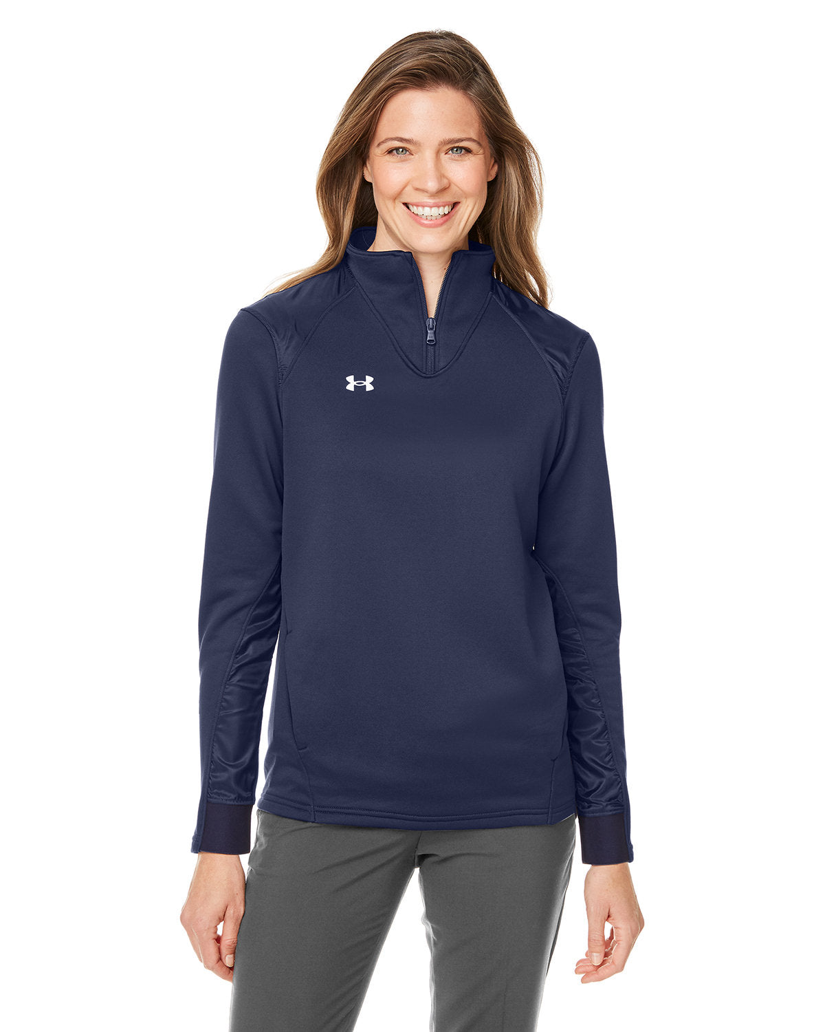 Under Armour Ladies Command Quarter-Zip-Knits and Layering-Under Armour-Navy/White-XS-Thread Logic