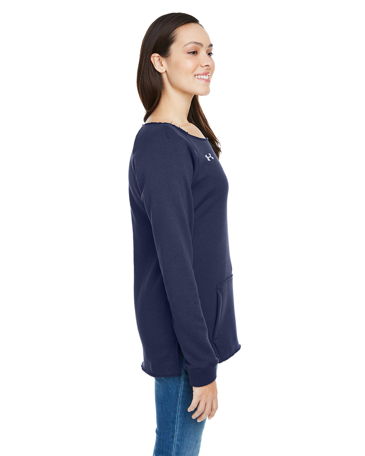 no-logo Under Armour Ladies Hustle Fleece Crewneck Sweatshirt-Ladies Layering-Under Armour-Thread Logic
