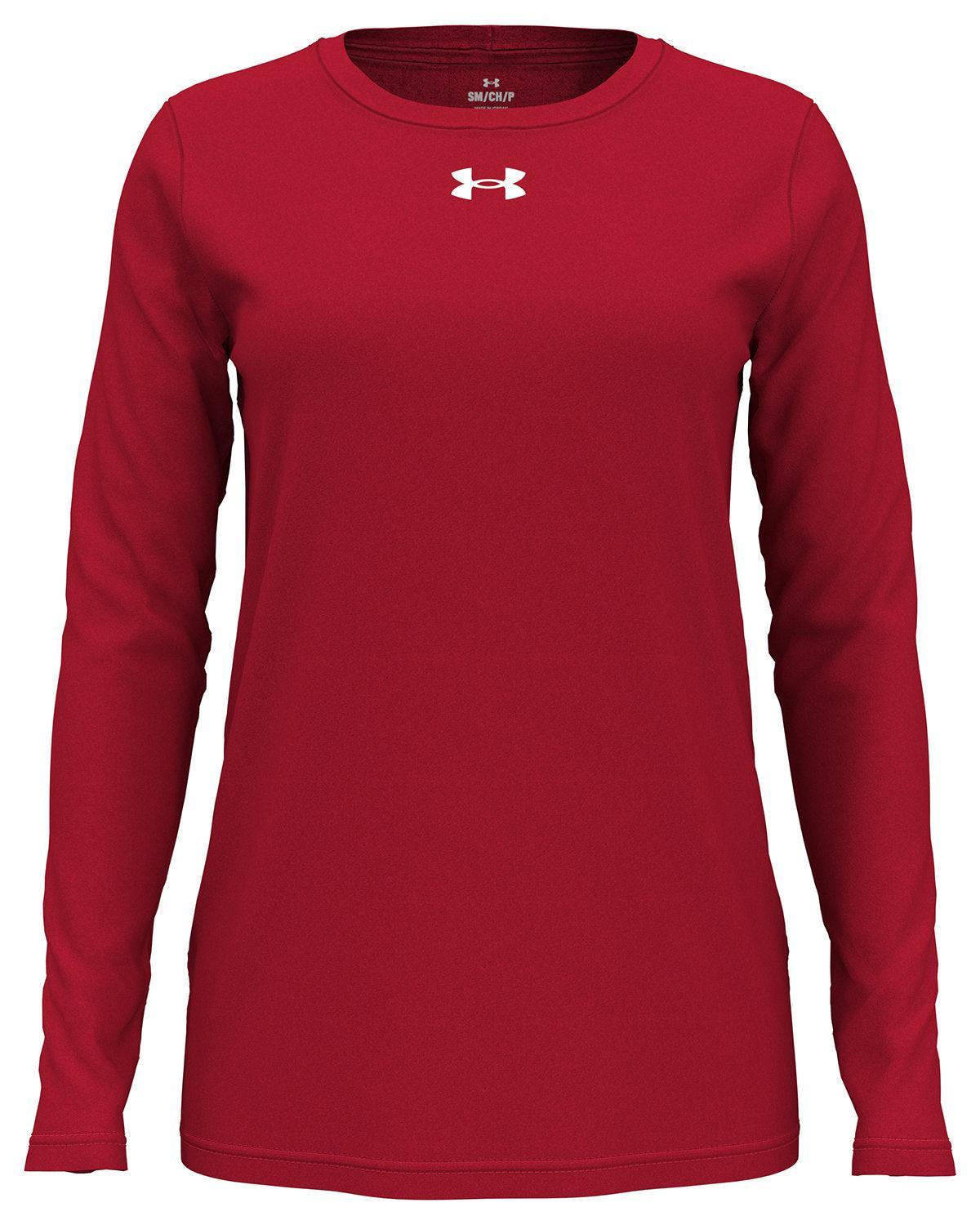 Under Armour Ladies Team Tech Long-Sleeve T-Shirt-Under Armour-Red/White-XS-Thread Logic