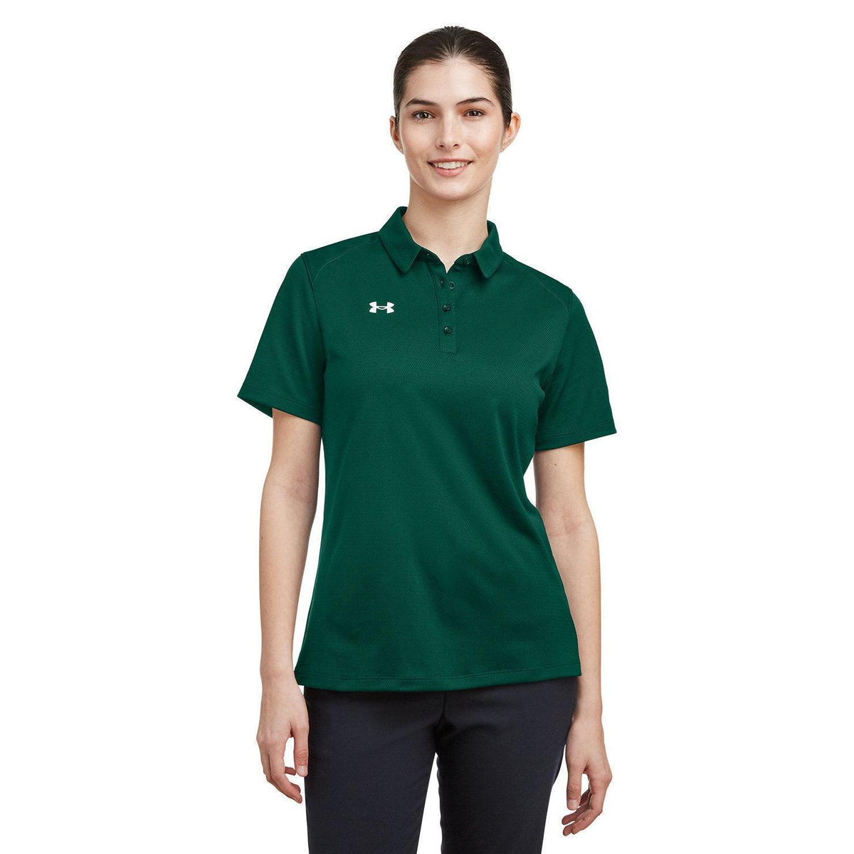 no-logo Under Armour Ladies Tech Polo-Under Armour-Forest Green/White-XS-Thread Logic