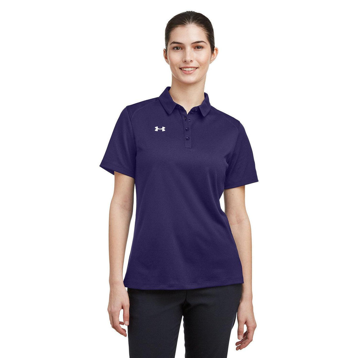 no-logo Under Armour Ladies Tech Polo-Under Armour-Purple/White-XS-Thread Logic