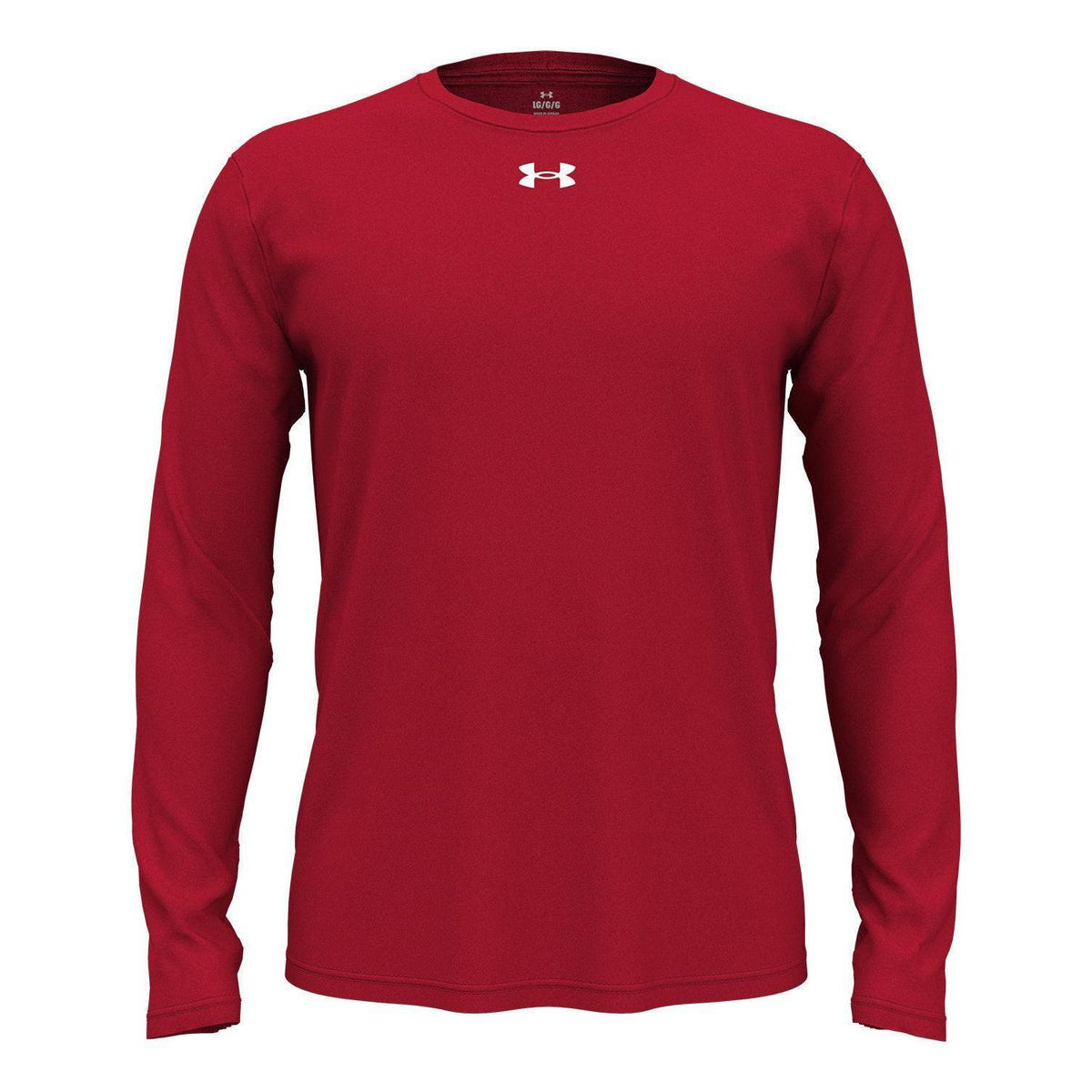 no-logo Under Armour Team Tech Long-Sleeve T-Shirt-Under Armour-Red/White-S-Thread Logic