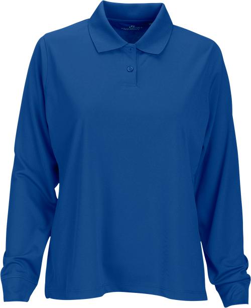 Vansport Ladies Omega Long Sleeve Solid Mesh Tech Polo-Ladies Polos-Thread Logic