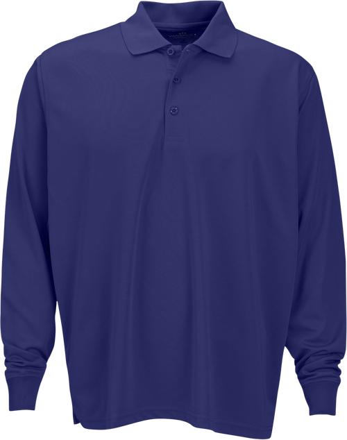 Vansport Omega Long Sleeve Solid Mesh Tech Polo-Men's Polos-Thread Logic