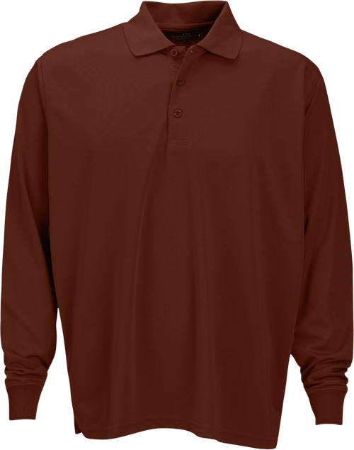 Vansport Omega Long Sleeve Solid Mesh Tech Polo-Men's Polos-Thread Logic