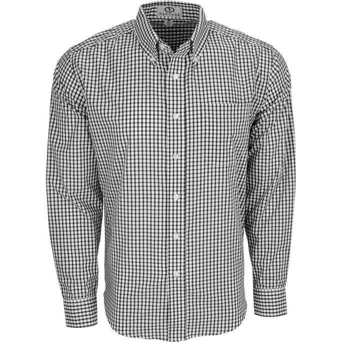 no-logo Vantage Easy-Care Gingham Check Shirt-Men's Dress Shirts-Thread Logic