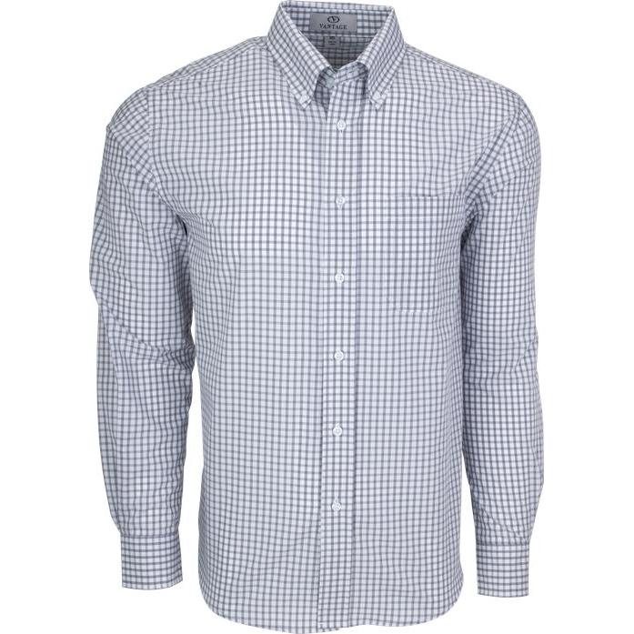 no-logo Vantage Easy-Care Gingham Check Shirt-Men's Dress Shirts-Thread Logic