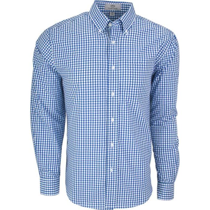 no-logo Vantage Easy-Care Gingham Check Shirt-Men's Dress Shirts-Thread Logic