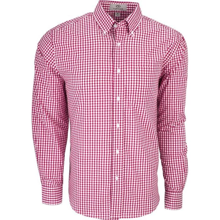 no-logo Vantage Easy-Care Gingham Check Shirt-Men's Dress Shirts-Thread Logic