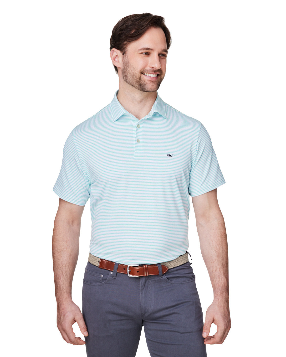 Vineyard Vines Bradley Stripe Sankaty Polo-Polos-Vineyard Vines-Aqua Blue-S-Thread Logic